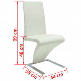 Scaune de bucătărie, 6 buc., piele artificială, alb - Img 6