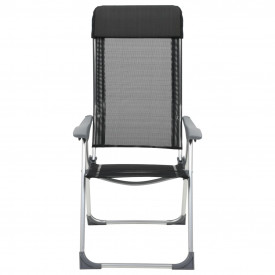 Scaune de camping pliante, 4 buc., negru, aluminiu - Img 3