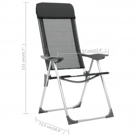 Scaune de camping pliante, 4 buc., negru, aluminiu - Img 8