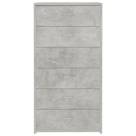 Servantă cu 7 sertare, gri beton, 50 x 34 x 96 cm, PAL - Img 3