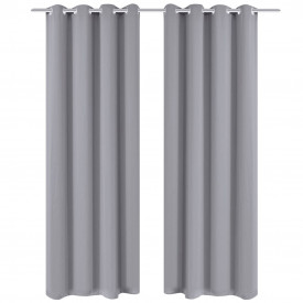 Set 2 draperii gri, opace, cu inele metalice, 135 x 245 cm - Img 1