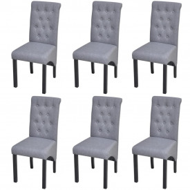 Set 6 scaune, tapițerie material textil, cu spătar înalt, gri închis