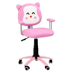 Set birou ergonomic HM Collorido, inaltime reglabila, unghi inclinare ajustabil, MDF, alb si scaun birou HM Kitty, piele ecologica, Mecanism de balans, 80 Kg, roz - Img 3