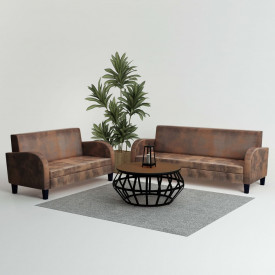 Set canapea 2 piese Piele întoarsă artificială Maro