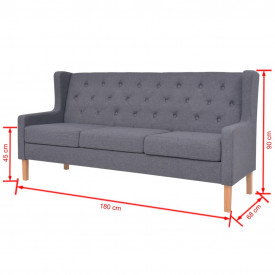 Set canapea, 2 piese, textil, Gri - Img 11