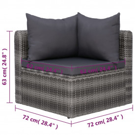 Set canapea de grădină cu perne, 7 piese, gri, poliratan - Img 10