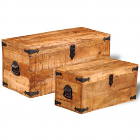 Set cufere de depozitare, 2 piese, lemn mango nefinisat - Img 4