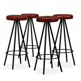 Set de bar 5 buc. Lemn masiv reciclat și piele naturală - Img 9