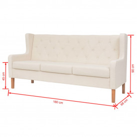 Set de canapele, 2 piese, material textil, alb crem - Img 11