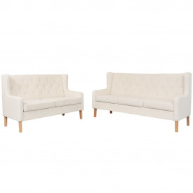 Set de canapele 2 piese Textil Alb crem