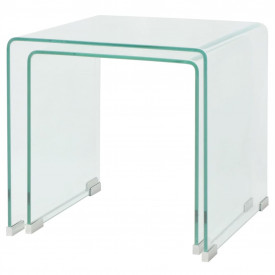 Set de masă din sticlă securit transparentă, stivuibil, 2 piese - Img 3