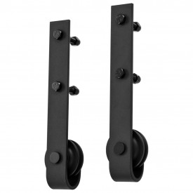 Set feronerie pentru uși glisante, negru, 183 cm, oțel - Img 4