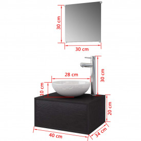 Set mobilier baie 4 piese cu chiuvetă și robinet incluse, Negru - Img 11