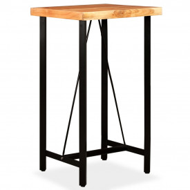 Set mobilier bar, 3 piese, lemn masiv sheesham, piele naturală - Img 10