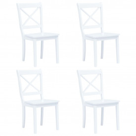 Set mobilier bucătărie, 5 piese, alb, lemn masiv de hevea - Img 2