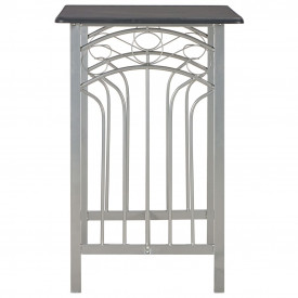 Set mobilier de bar, 3 piese, negru, lemn și oțel - Img 4