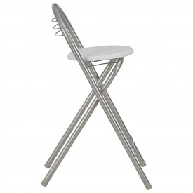 Set mobilier de bar, cu rafturi, 3 piese, alb, lemn și oțel - Img 9
