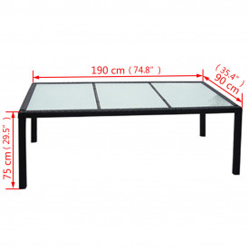 Set mobilier de exterior, 17 piese, poliratan, negru - Img 7