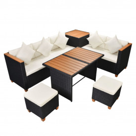 Set mobilier de exterior 22 piese, poliratan, blat WPC, negru - Img 4