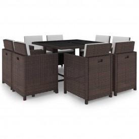 Set mobilier de exterior 25 piese, poliratan, maro