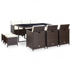 Set mobilier de exterior 27 piese, poliratan, maro