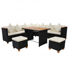 Set mobilier de exterior, 29 piese, poliratan, blat WPC, negru - Img 3