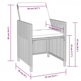 Set mobilier de exterior 31 piese, poliratan și acacia, negru - Img 10