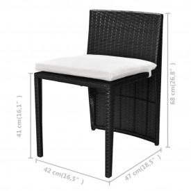 Set mobilier de exterior, 5 piese, poliratan, negru - Img 10