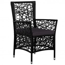 Set mobilier de exterior, 5 piese, poliratan, negru - Img 4