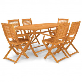 Set mobilier de exterior, 7 piese, lemn masiv de salcâm