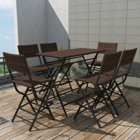 Set mobilier de exterior 7 piese, poliratan, maro