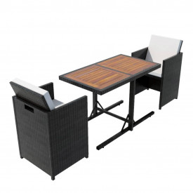 Set mobilier de exterior 7 piese, poliratan, negru - Img 2