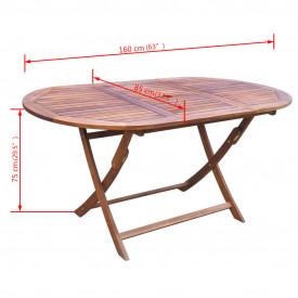 Set mobilier de exterior, 9 piese, lemn de acacia, textilenă - Img 11