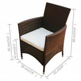 Set mobilier de exterior, 9 piese, poliratan, maro - Img 11