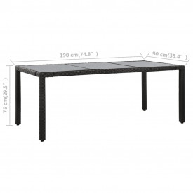 Set mobilier de exterior, 9 piese, poliratan, negru - Img 7