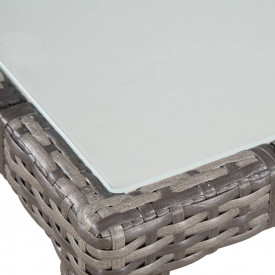 Set mobilier de exterior, 9 piese, poliratan și sticlă, gri - Img 4
