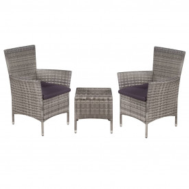 Set mobilier de exterior bistro, poliratan, gri