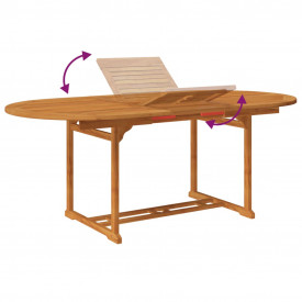 Set mobilier de exterior cu masă extensibilă, 7 piese, lemn - Img 5
