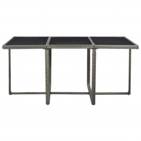 Set mobilier de exterior cu perne, 11 piese, gri, poliratan - Img 6