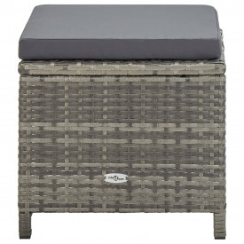 Set mobilier de exterior cu perne, 9 piese, gri, poliratan - Img 7