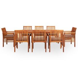 Set mobilier de exterior cu perne 9 piese, lemn masiv de acacia