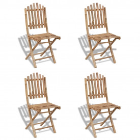 Set mobilier de exterior pliabil, 5 piese, bambus - Img 4