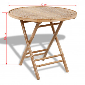 Set mobilier de exterior pliabil, 5 piese, bambus - Img 9