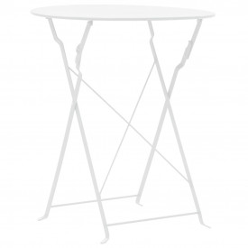 Set mobilier de exterior tip bistro, 3 piese, alb, oțel - Img 2