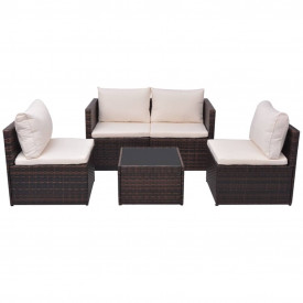 Set mobilier de grădină, 13 piese, poliratan, maro - Img 2