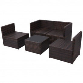 Set mobilier de grădină, 13 piese, poliratan, maro - Img 7