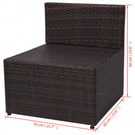 Set mobilier de grădină, 13 piese, poliratan, maro - Img 12