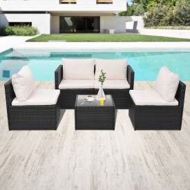 Set mobilier de grădină, 13 piese, poliratan, negru