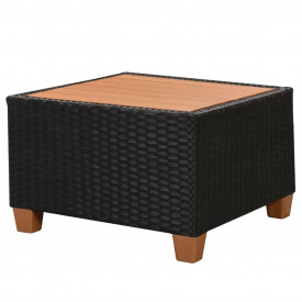 Set mobilier de grădină 14 piese, poliratan și blat WPC, negru - Img 8