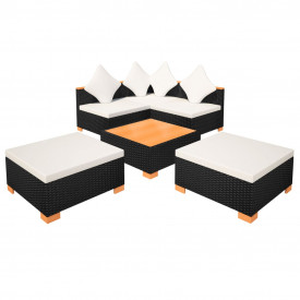 Set mobilier de grădină 15 piese, poliratan, blat WPC, negru - Img 6